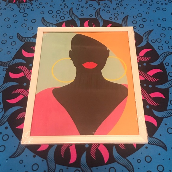 Bald Bold Black Beauty Lips Hoop Earring Wall Art - Picture 1 of 11